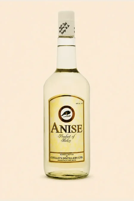 Bottle of Cuello's Anise with cream and yellow label